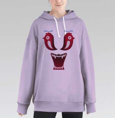Красные птицы с демонической улыбкой, Hoodie Long Oversize Fiolet
