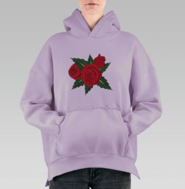 Красные розы для принта на текстиле, кружках, футболках, Hoodie Oversize Fiolet, утепленная
