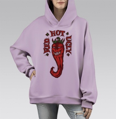 Красный. Острый. Злой, Hoodie Mono Fiolet, оверсайз, утепленная