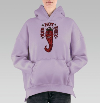 Красный. Острый. Злой, Hoodie Oversize Fiolet, утепленная