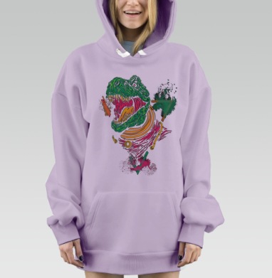 Красочный динозавр, Hoodie Mjhigh Dig Mel, Fiolet, утепленная