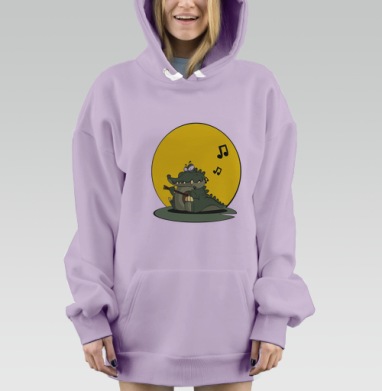 Крокодил-музыкант: весёлое мультяшное украшение, Hoodie Mjhigh Dig Mel, Fiolet, утепленная