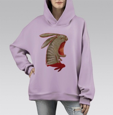 Кроль2. перерождение, Hoodie Mono Fiolet, оверсайз, утепленная