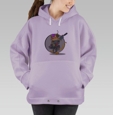 Крутой  Кот, Hoodie Oversize Fiolet