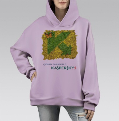 Кусочек позитива, Hoodie Mono Fiolet, оверсайз, утепленная