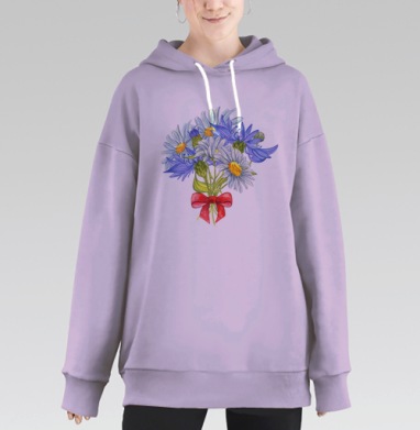 Летний цветочный букет, Hoodie Long Oversize Fiolet