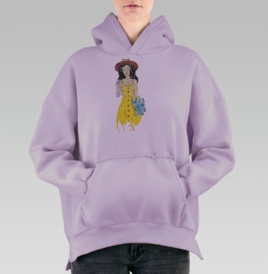 Летний образ, Hoodie Oversize Fiolet, утепленная