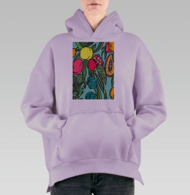 Летний вайб, Hoodie Oversize Fiolet, утепленная