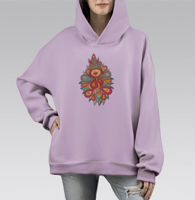Летняя абстракция для тебя, Hoodie Mono Fiolet, оверсайз, утепленная