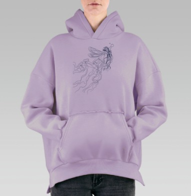 Летящая девушка, Hoodie Oversize Fiolet, утепленная