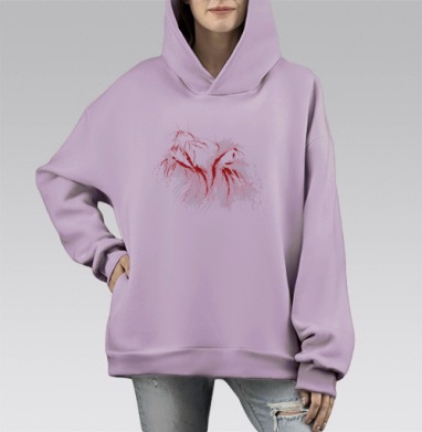Лев победитель, Hoodie Mono Fiolet, оверсайз, утепленная