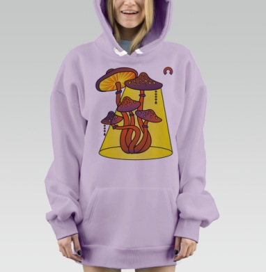 Lightning mushrooms / Молниеносные грибы, Hoodie Mjhigh Dig Mel, Fiolet, утепленная