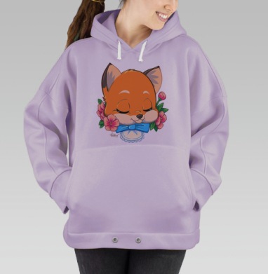Лис и цветы, Hoodie Oversize Fiolet