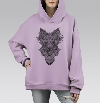 Лис Лист, Hoodie Mono Fiolet, оверсайз, утепленная