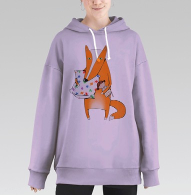 лис с подушкой, Hoodie Long Oversize Fiolet