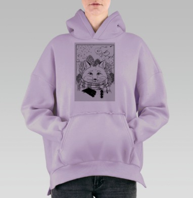 Лис уютный, Hoodie Oversize Fiolet, утепленная