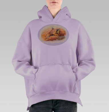 Лиса и снег, Hoodie Oversize Fiolet, утепленная