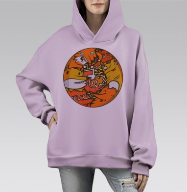 Лисички, Hoodie Mono Fiolet, оверсайз, утепленная