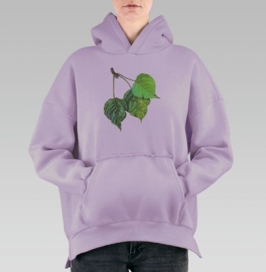Листья тополя, Hoodie Oversize Fiolet, утепленная
