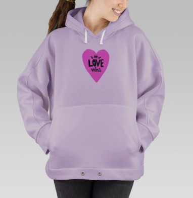 LOVE wins яркое розовое сердце с короной, Hoodie Oversize Fiolet