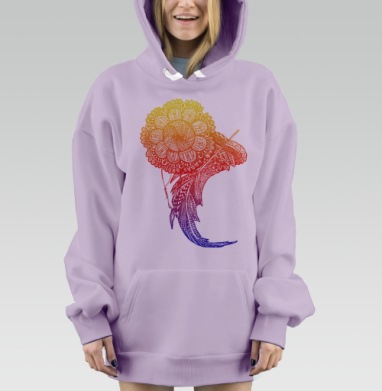 Ловец снов с пером, Hoodie Mjhigh Dig Mel, Fiolet, утепленная