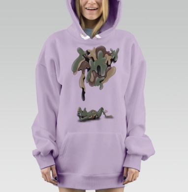 Лягушка цвета хаки, Hoodie Mjhigh Dig Mel, Fiolet, утепленная