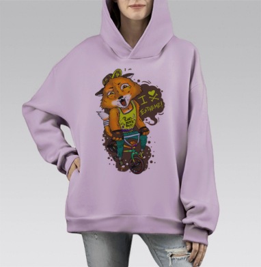 Люблю экстрим!, Hoodie Mono Fiolet, оверсайз, утепленная