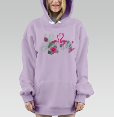 Любовь и розовые фламинго, Hoodie Mjhigh Dig Mel, Fiolet, утепленная