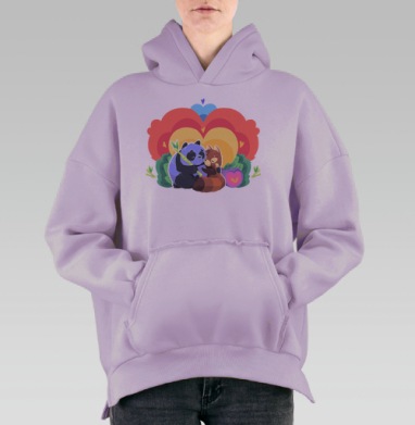 Любовь Панд, Hoodie Oversize Fiolet, утепленная