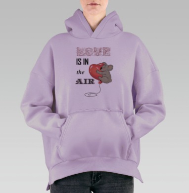 Любовь в воздухе, Hoodie Oversize Fiolet, утепленная