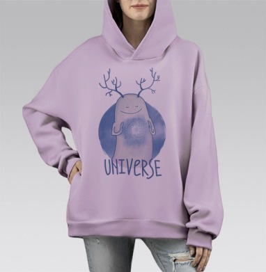 Магия вселенной в добром мифическом существе, Hoodie Mono Fiolet, оверсайз, утепленная
