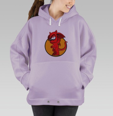 Маленький красный демонический персонаж в мультяшном стиле, Hoodie Oversize Fiolet
