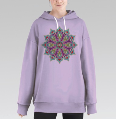 Мандала узор, Hoodie Long Oversize Fiolet
