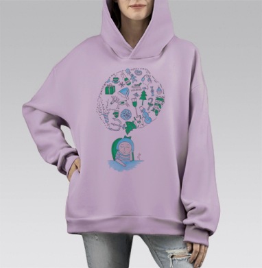 Мечты о рождественских чудесах и новогоднем празднике, Hoodie Mono Fiolet, оверсайз, утепленная