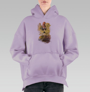Медитация. Лотос, Hoodie Oversize Fiolet, утепленная