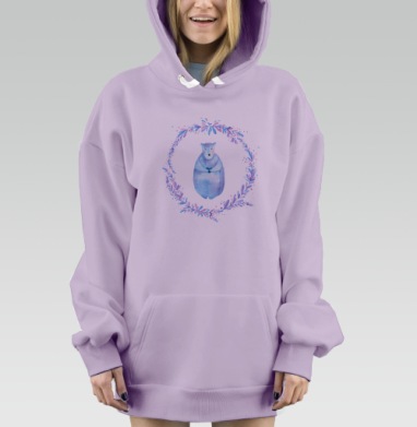 Медвежонок в сердце с нежным венком, Hoodie Mjhigh Dig Mel, Fiolet, утепленная