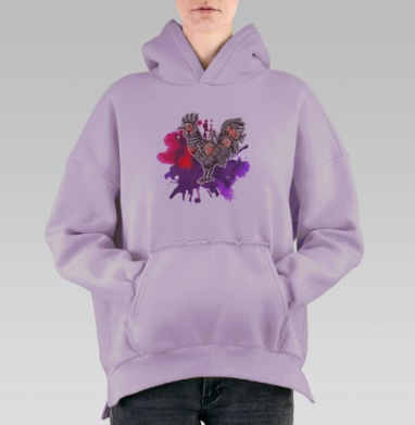 Механический петух, Hoodie Oversize Fiolet, утепленная