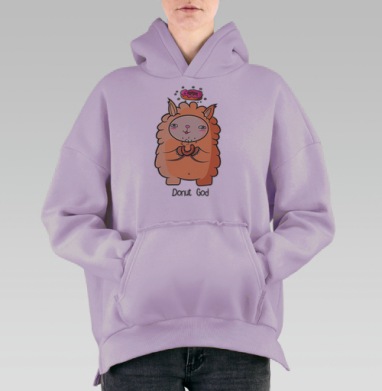 Милая фигурка «Бог пончиков» с пончиком в лапках, Hoodie Oversize Fiolet, утепленная