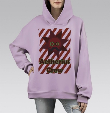 Минималистичный Солнце с Усы Логотип «Aetherius Crew», Hoodie Mono Fiolet, оверсайз, утепленная