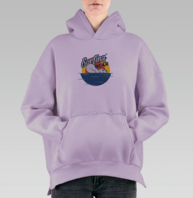 Мишка-Серфер, Hoodie Oversize Fiolet, утепленная