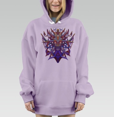 Мистическая абстрактная маска природы и механики, Hoodie Mjhigh Dig Mel, Fiolet, утепленная