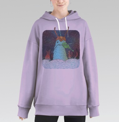 Мистическая улитка-скрипач в фэнтези стиле, Hoodie Long Oversize Fiolet