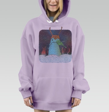 Мистическая улитка-скрипач в фэнтези стиле, Hoodie Mjhigh Dig Mel, Fiolet, утепленная