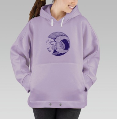 Мистический портрет с луной и звездами, Hoodie Oversize Fiolet