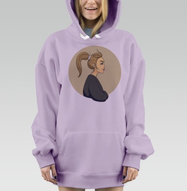 Модная девушка с хвостиком, Hoodie Mjhigh Dig Mel, Fiolet, утепленная
