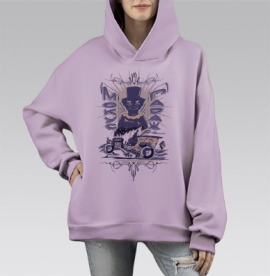Мокус гараж, Hoodie Mono Fiolet, оверсайз, утепленная