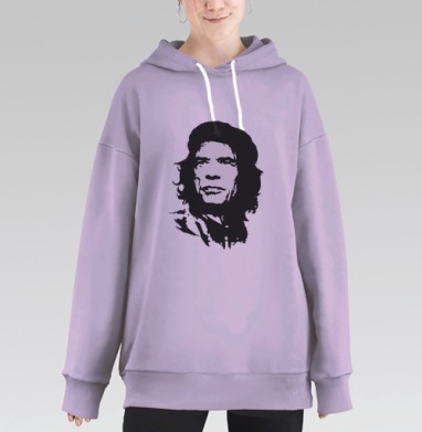 Монохромный мужской портрет в графическом стиле, Hoodie Long Oversize Fiolet