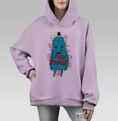 Монстр RiOT PARTY с крестиками вместо глаз, Hoodie Mono Fiolet, оверсайз, утепленная