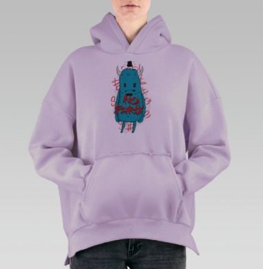 Монстр RiOT PARTY с крестиками вместо глаз, Hoodie Oversize Fiolet, утепленная