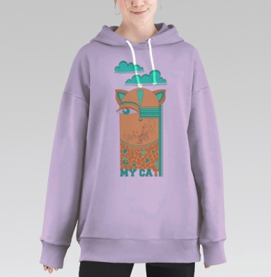 Мой кот, Hoodie Long Oversize Fiolet